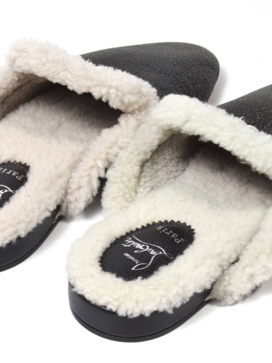 Christian Louboutin Woolito Swing Flat 43 Black Shearling Leather Mule Loafers main image 8
